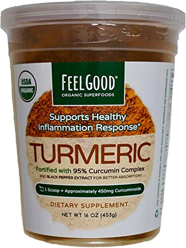 Feel Good Organic Turmeric w Curcumin Powder, 16 Ounces