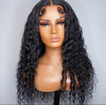 ZLIKE Water Wave 13x6 Transparent Lace Front Wigs Human Hair Wet And Wavy HD Lace Frontal Wigs Pre Plucked 150% Density Glueless Brazilian Curly Human Hair Wig for Women Natural Black 18inch