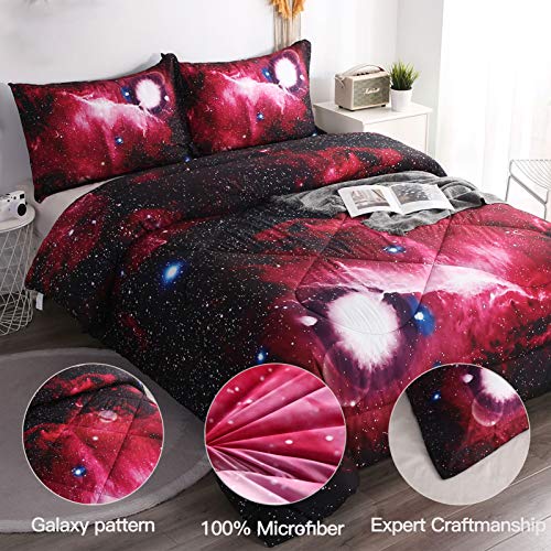 Litanika 3D Galaxy Comforter Full(79x90lnch), 3 Pieces(1 Galaxy Comforter, 2 Pillowcases), Universe Outer Space Bedding Set, Microfiber Comforter Set for Kid Boy Girl Teen