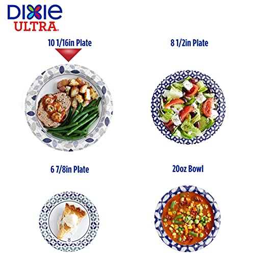 Dixie Ultra Paper Plates, 10 1/16 inch, Dinner Size Printed Disposable Plate, 172 Count (4 Packs of 43 Plates), Packaging and Design May Vary, Blue,White