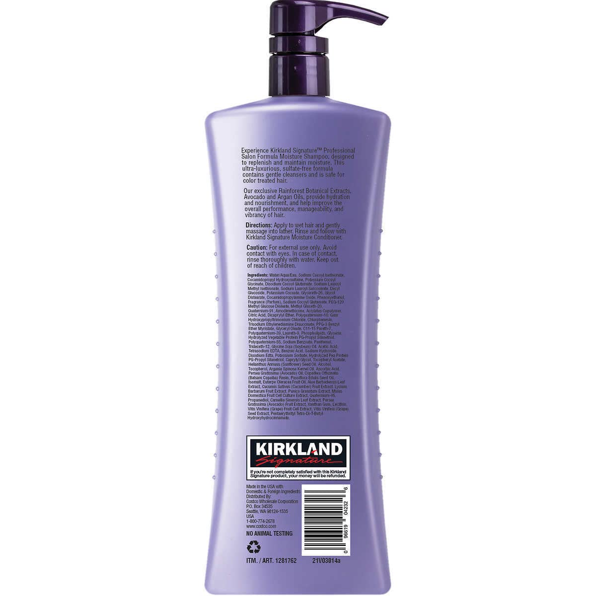 Kirkland Signature Professional Salon Formula Moisture Shampoo & Conditioner 33.8fl oz 1 litter (Two Bottles)