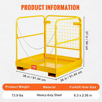 VEVOR Forklift Safety Cage, Forklift Man Basket 1200lbs Capacity, 36'' x 36'' Foldable Forklift Work Platform for 1-2 People with Double-Chain Guardrail & Drain Hole, Perfect for Aerial Work