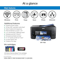 Epson Expression Premium XP-7100 Wireless Color Photo Printer with ADF, Scanner and Copier, Black, Small