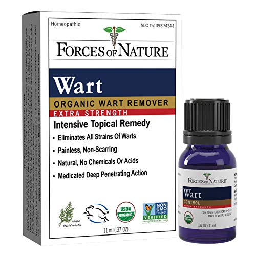 Forces of Nature -Natural, Organic Wart Extra Strength Remover (11ml) Non GMO, No Harmful Chemicals, Nontoxic -Eliminate Planter, Facial, Flat, Body, Hands, Fingers and Foot Warts at the Root