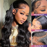 Body Wave Lace Front Wigs Human Hair 13x4 HD Lace Frontal Wigs Human Hair 26 Inch Glueless Wigs 180% Density Brazilian Virgin Human Hair Wigs For Black Women Pre Plucked With Baby Hair Natural Black