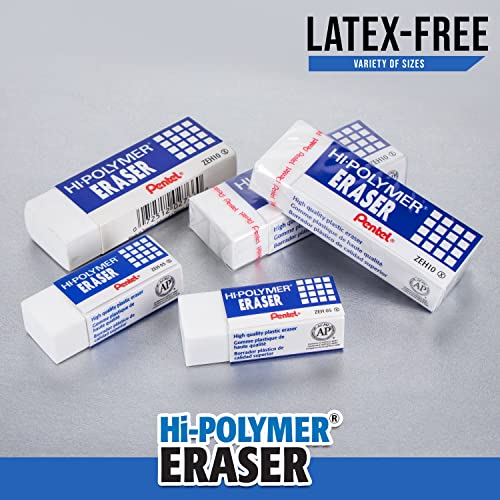 Pentel® Hi-Polymer Erasers, White, Pack of 4