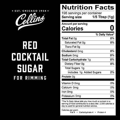 Collins Consumables Collins Red, Enhance Daiquiris, Cosmopolitans, Margaritas, Drinks, Glass Rimming Sugar for Cocktails, 7 Ounce (Pack of 1)