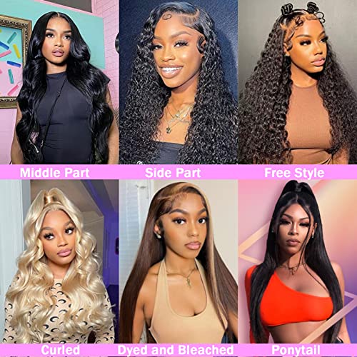 TTSMINS Straight Lace Front Wigs Human Hair 13x6 Lace Frontal Wigs for Women 180 Density HD Glueless Lace Front Wigs Human Hair Pre Plucked with Baby Hair Natural Black Color 20 Inch