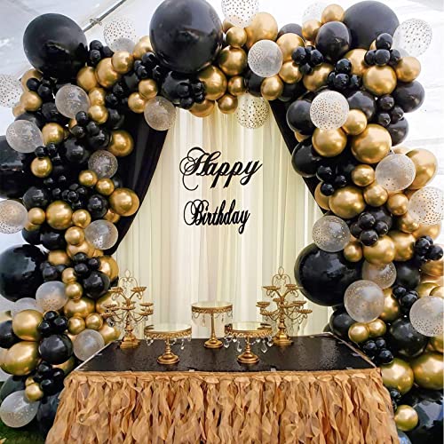 RUBFAC 129pcs Metallic Gold Balloons Latex Balloons Different Sizes 18 12 10 5 Inch Party Balloon Kit for Happy New Year Decorations 2024 Birthday Party Graduation Wedding Holiday Balloon Decoration