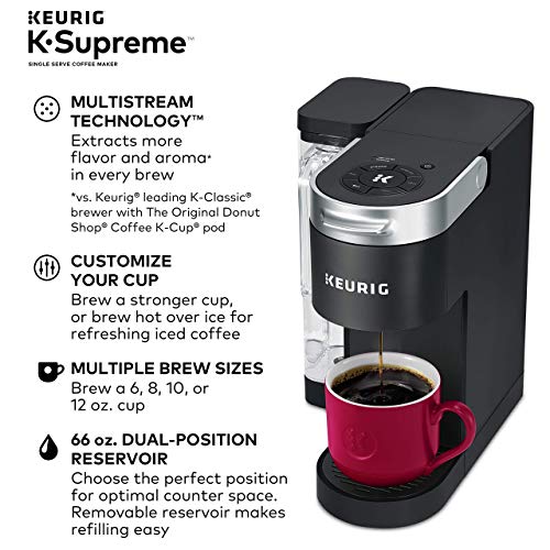 Keurig® K-Supreme Single Serve K-Cup Pod Coffee Maker, MultiStream Technology, Black