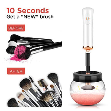 CICK Electric Makeup Brush Cleaner Dryer, Makeup Brush Cleaner Machine with 8 Rubber Collars, Wash and Dry in Seconds, Deep Cosmetic Brush Spinner for All Size Brushes