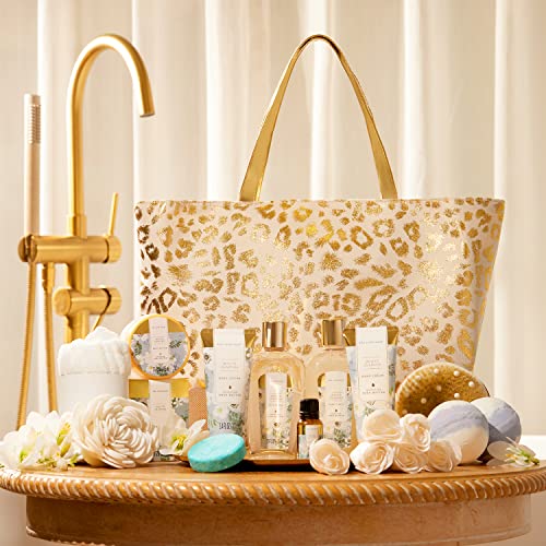 Spa Gift Baskets for Women, Spa Luxetique Gifts for Women, 15pcs Luxury Relaxing Spa Gift Set Includes Bath Bombs, Essential Oil, Hand Cream and Luxury Tote Bag, Christmas, Birthday Gifts for Women