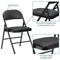 VECELO Portable Folding Card Table Square and Chair Sets with Collapsible Legs & Vinyl Upholstery (5 PCS), Metal, Black