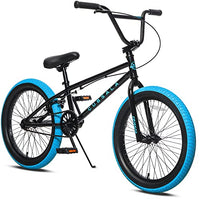 cubsala 20 Inch Freestyle BMX Bicycle Big Kids Bike for Age 6 7 8 9 10 11 12 13 14 Years Old Boys Girls and Beginners, Black with Blue Tires