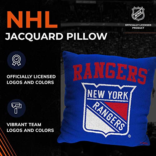 Northwest NHL Decorative Pillows- Enhance Your Space with Woven Throw Pillows - 14" x 14" - Playing Field at Your Home (New York Rangers - Blue)