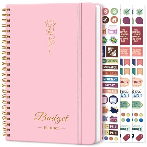 Budget Planner - Monthly Budget Book 2024 with Expense & Bill Tracker - Undated 12 Month Financial Planner/Account Book to Take Control of Your Money - Pink