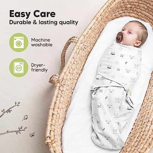 KeaBabies 3-Pack Organic Baby Swaddle Sleep Sacks - Newborn Swaddle Sack, Ergonomic Baby Swaddles 0-3 Months, Swaddles for Newborns, Baby Sleep Sack,Baby Swaddle Blanket Wrap,Baby Essentials (Nordic)