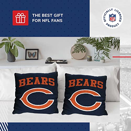 Northwest NFL Decorative Football Throw Pillow - Premium Poly-Spandex - 14" x 14" - Home D�cor - Stylish & Comfortable Pillow (Chicago Bears - Blue)