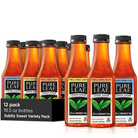 Pure Leaf Iced Tea, Subtly Sweet 3Fl Variety Pack, Lower Sugar, 18.5 Ounce Bottles (Pack of 12)