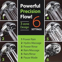 AquaDance High Pressure 6-Setting 3.5" Chrome Face Handheld Shower with Hose for the Ultimate Shower Experience! Officially Independently Tested to Meet Strict US Quality & Performance Standards!