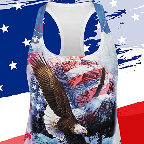 4th of July American Flag Bald Eagle Splatter All Over Womens Work Out Tank Top Multi SM
