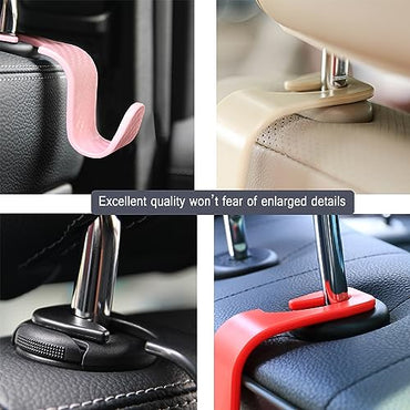 Amooca Car Seat Headrest Hook 4 Pack Hanger Storage Organizer Universal for Handbag Purse Coat fit Universal Vehicle Car Black S Type