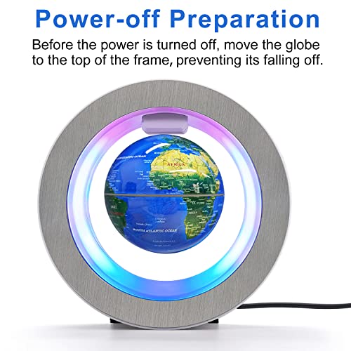 Flagest Magnetic Levitation Floating Globe - Levitating O Shape Globe with LED Lights for Educational Home Office Desk Decor - Birthday Holiday Party Christmas Gift (4Inches Globe