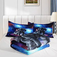 AILONEN Astronaut Comforter Set for Teens Boys Kids Girls, Space Astronaut Bedding Set Twin Size,Outer Space Themed Quilted Duvet Bed Set,Planet Quilt,1 Comforter 2 Pillowcases 3 Piece