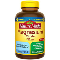 Nature Made Magnesium Citrate 250 mg per serving, Dietary Supplement for Muscle, Nerve, Bone and Heart Support, 180 Softgels