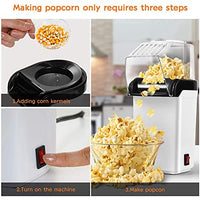 1200W Electric Popcorn Maker Hot Air Popcorn Machine 3 Minutes Fast Healthy And Fat-Free Popcorn Popper, 98% Popping Rate for Home, Party, Cinema Kids, Friends,White