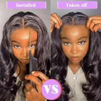 13x6 Lace Front Wigs Human Hair Pre Plucked 180% Density Wear and Go Glueless HD Transparent Lace Frontal Wigs Human Hair Body Wave Wigs for Black Women Natural Hairline with Baby Hair 24 Inch