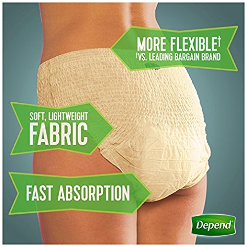 Depend FIT-FLEX Incontinence Underwear for Women, Disposable, Maximum Absorbency, Large, Blush, 52 Count (2 Packs of 26) (Packaging May Vary)