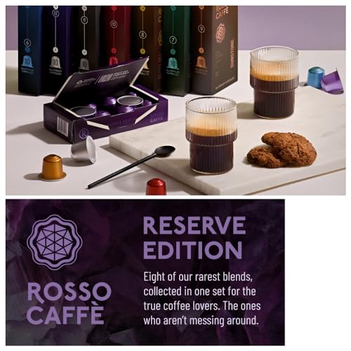 ROSSO CAFFE Espresso Coffee Pods for Nespresso Machines - Reserve Edition - 80 Aluminium Capsules - Compatible with all Nespresso Original line Machines (Premium Variety Pack)