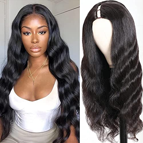 Beauty Forever Body Wave U Part Human Hair Wig 150% Density 10A Grade,Brazilian Human Hair Glueless Full Head Clip in Half Wig Free Part Natural Color 14 Inch