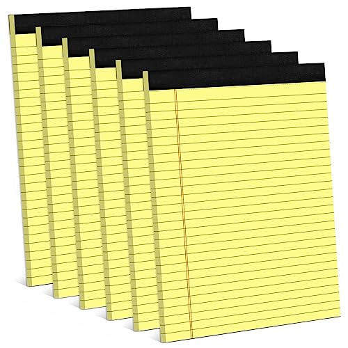 Note Pads 8.5 x 11 Wide Ruled Lined Writing Pads Yellow Legal Pads Letter Size 8.5 x 11 Notebook for Work Micro Perforated Legal Notepads Yellow Lined Paper Pads 27 Lines - 6 Pads/Pack, 30 Sheets/Pad