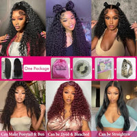 SOSATISFY Deep Wave Lace Front Wigs Human Hair 4x4 HD Transparent Lace Closure Wigs for Black Women Glueless 180% High Density Human Hair Wigs Pre Plucked with Baby Hair (20 inch)