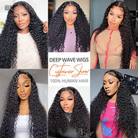 AISI 13x4 Deep Wave Lace Front Wigs Human Hair 180 Density Pre Plucked Lace Frontal Wigs Human Hair Deep Wave Lace Frontal Wigs for Black Women Glueless Brazilian Human Hair Front Lace Wigs (20inch)