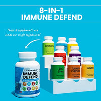 Immune Defense Support Supplement 8 in 1 w/Zinc 50mg Quercetin, VIT C 1000mg, Vitamin D3 5000 IU, Elderberry, Turmeric Curcumin, Ginger, Echinacea - Immunity System Booster Adults Vegan - 60Ct (USA)