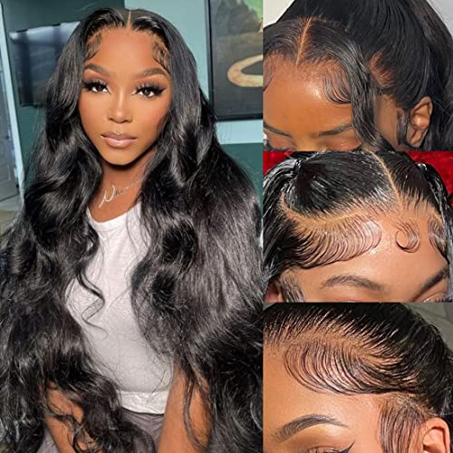 Silinli Body Wave Lace Front Wigs Human Hair Pre Plucked with Baby Hair 13x4 HD Transparent Lace Front Wig 150% Density Brazilian Virgin Human Hair Wigs (18 Inch)