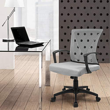 Furmax Office Chair Mid Back Swivel Lumbar Support Desk Chair, Computer Ergonomic Mesh Chair with Armrest (Gray)