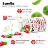 Keto ACV Gummies Advanced Weight Loss - Keto Gummies - ACV Keto Gummies for Weight Loss - Slimming Gummies - Raspberry Keto Pills - Detox & Cleanse Supplement for Women and Men - USA Made