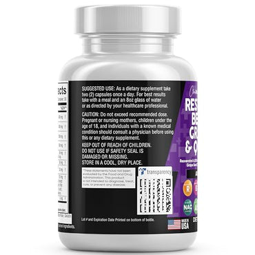 Resveratrol 6000mg Berberine 3000mg Grape Seed Extract 3000mg Quercetin 4000mg Green Tea Extract - Polyphenol Supplement for Women and Men with N-Acetyl Cysteine, Acai Extract - Made in USA 60 Caps