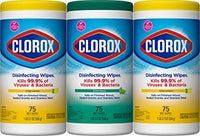 Clorox Disinfecting Wipes Value Pack, Cleaning Wipes, Bleach Free, 75 Count Each, Pack of 3 (Package May Vary)