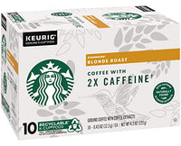 Starbucks Coffee K-Cup Pods with Caffeine Naturally Found in Coffee Extracts, 10 CT K-Cup Pods Per Box (Blonde Roast) (Pack of 2)