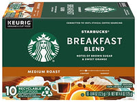 Starbucks Coffee K-Cup Pods, Breakfast Blend Medium Roast, Ground Coffee K-Cup Pods for Keurig Brewing System, 10 CT K-Cup Pods Per Box (Pack of 4 Boxes)