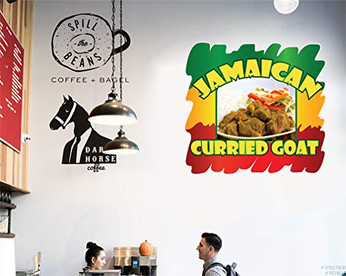 Food Truck Decals Jamaican Curried Goat Concession Restaurant Die-Cut Vinyl Sticker & Sign 10 in on Longest Side