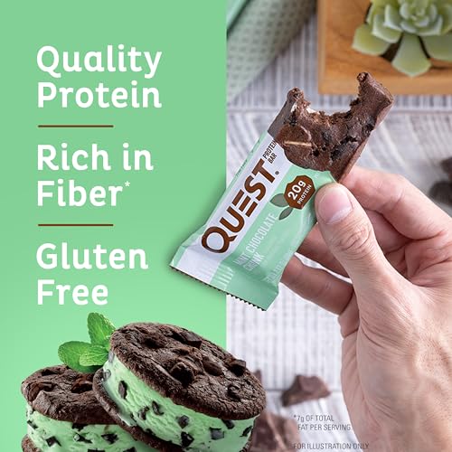 Quest Nutrition Mint Chocolate Chunk Protein Bars, High Protein, Low Carb, Gluten Free, Keto Friendly, 12 Count