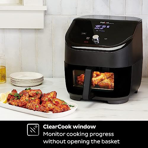 Instant Pot Vortex Plus 6-Quart Air Fryer Oven, From the Makers of Instant Pot with ClearCook Quiet Cooking Window, Digital Touchscreen, App with over 100 Recipes, Single Basket, Black