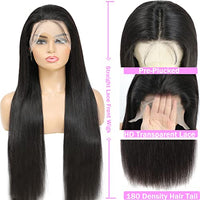 TTSMINS Straight Lace Front Wigs Human Hair 13x6 Lace Frontal Wigs for Women 180 Density HD Glueless Lace Front Wigs Human Hair Pre Plucked with Baby Hair Natural Black Color 20 Inch