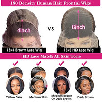 Ysxbui 13x6 Lace Front Wigs Human Hair 180 Density HD Transparent Straight Lace Front Human Hair Wigs for Women Straight Lace Front Wigs Pre Plucked with Baby Hair Natural Color (24 Inch)